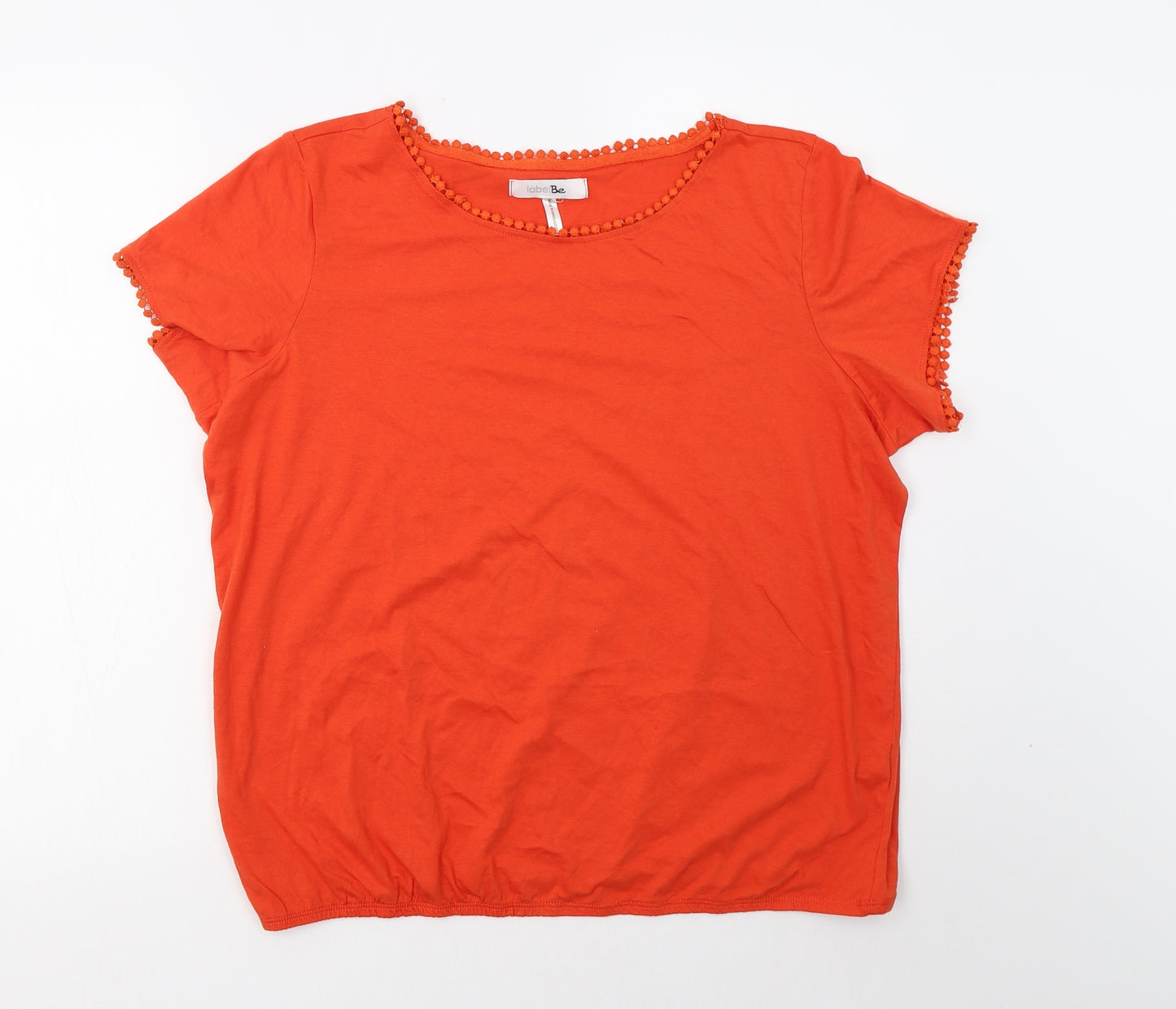 Label Be Womens Orange  Cotton Basic T-Shirt Size 18 Round Neck