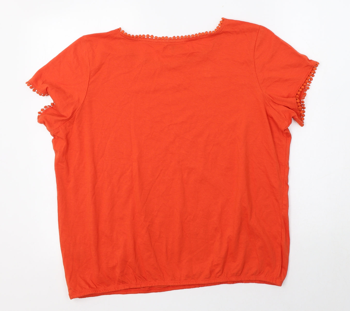 Label Be Womens Orange  Cotton Basic T-Shirt Size 18 Round Neck