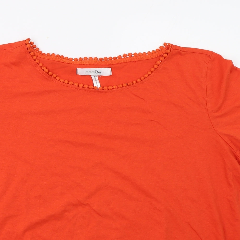 Label Be Womens Orange  Cotton Basic T-Shirt Size 18 Round Neck