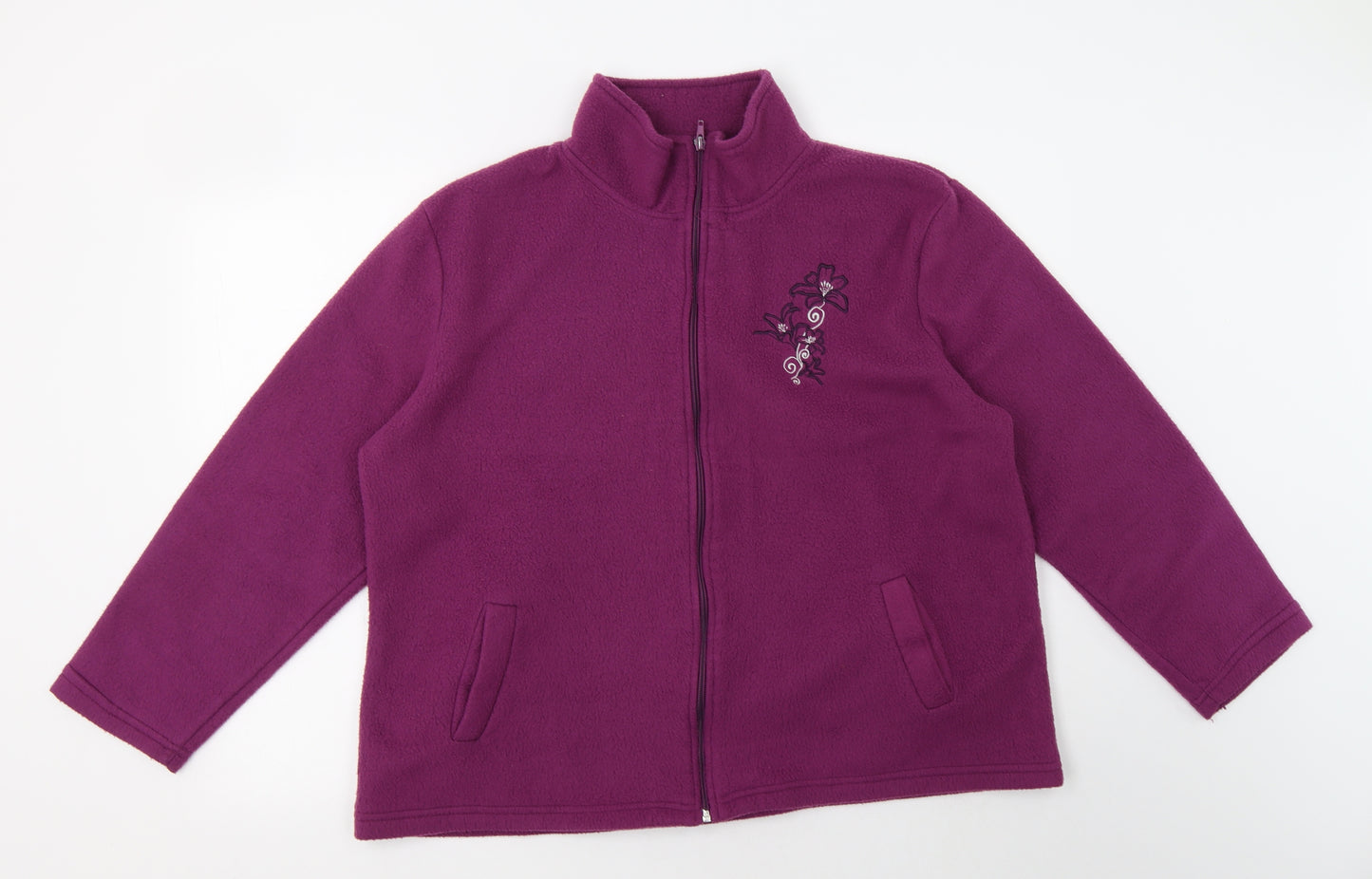 Anne de Lancay Womens Purple  Polyester Full Zip Sweatshirt Size L  Zip