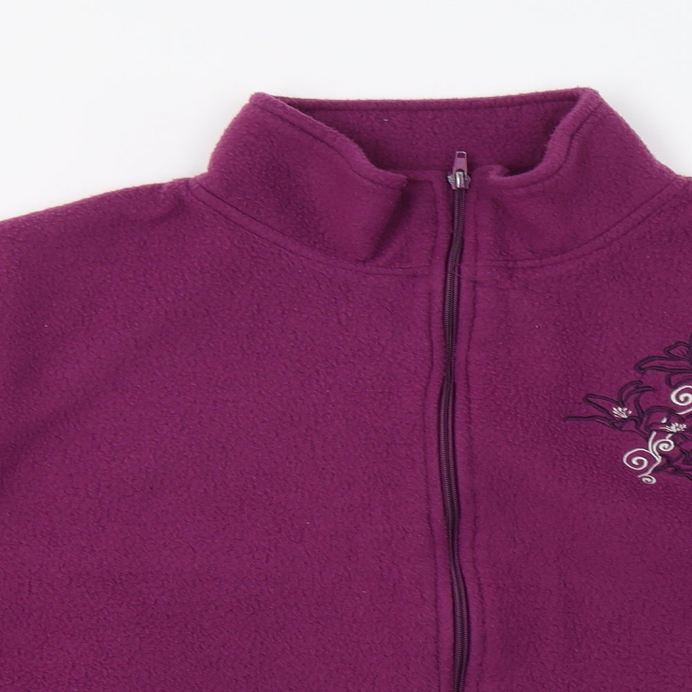 Anne de Lancay Womens Purple  Polyester Full Zip Sweatshirt Size L  Zip