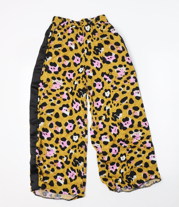 River Island Girls Yellow Animal Print Viscose Harem Trousers Size 9 Months Regular