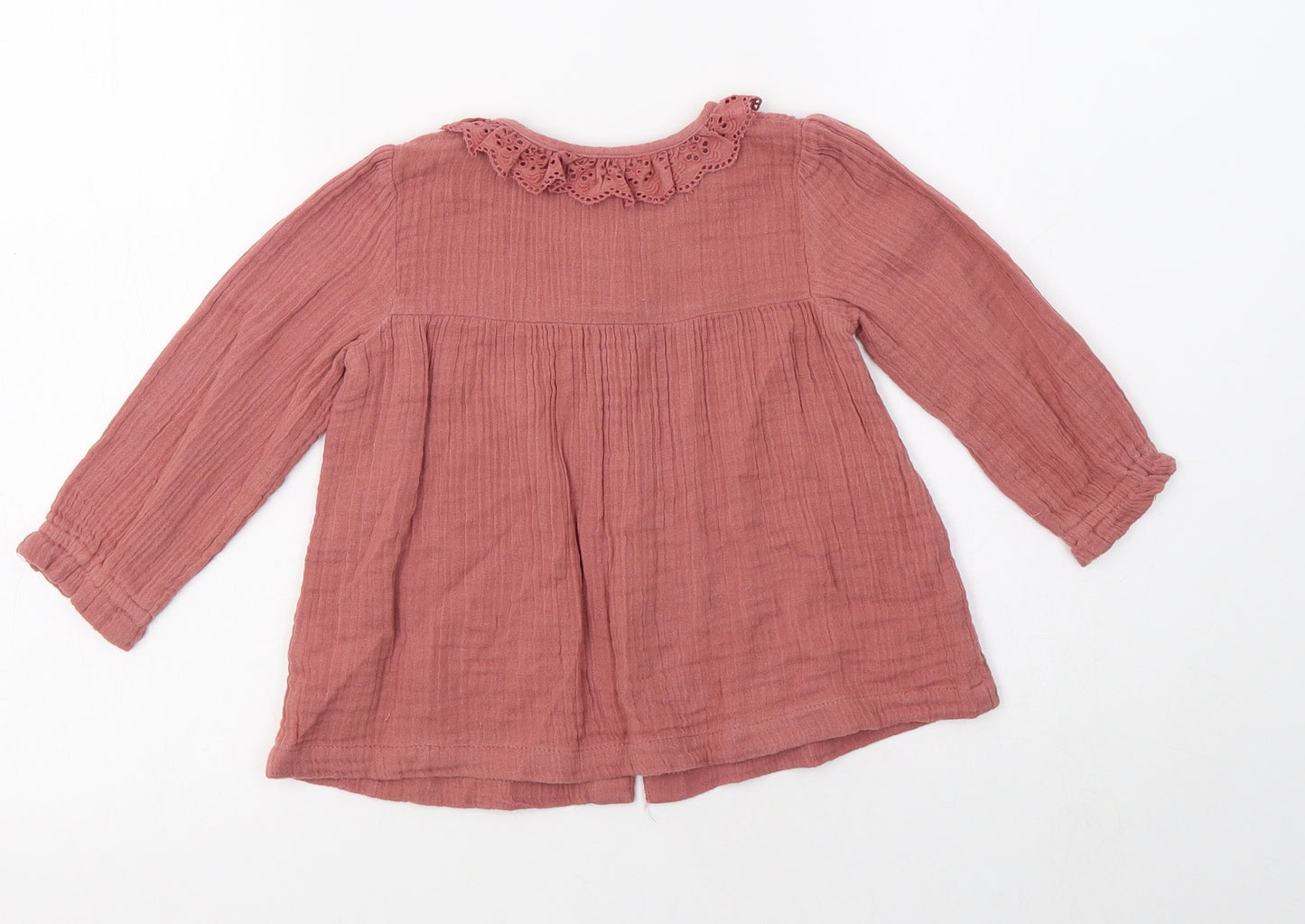 TU Baby Pink  Cotton Basic Blouse Size 12-18 Months Collared Button