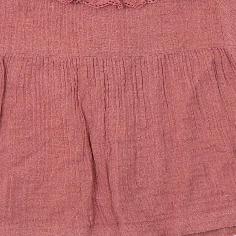 TU Baby Pink  Cotton Basic Blouse Size 12-18 Months Collared Button