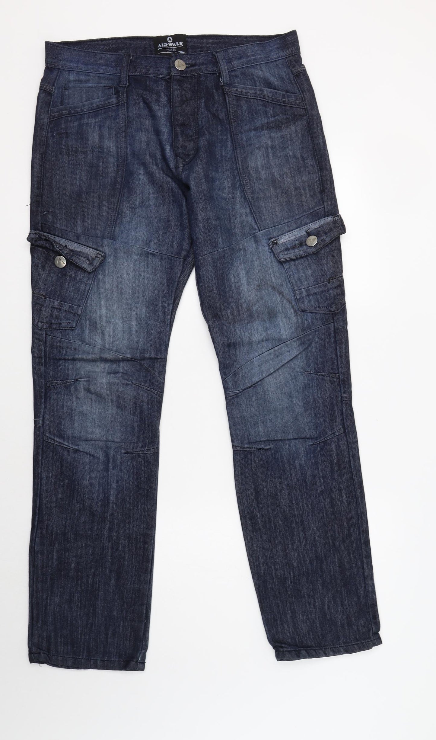 Air Walk Mens Blue  Cotton Bootcut Jeans Size 32 L31 in Regular Button