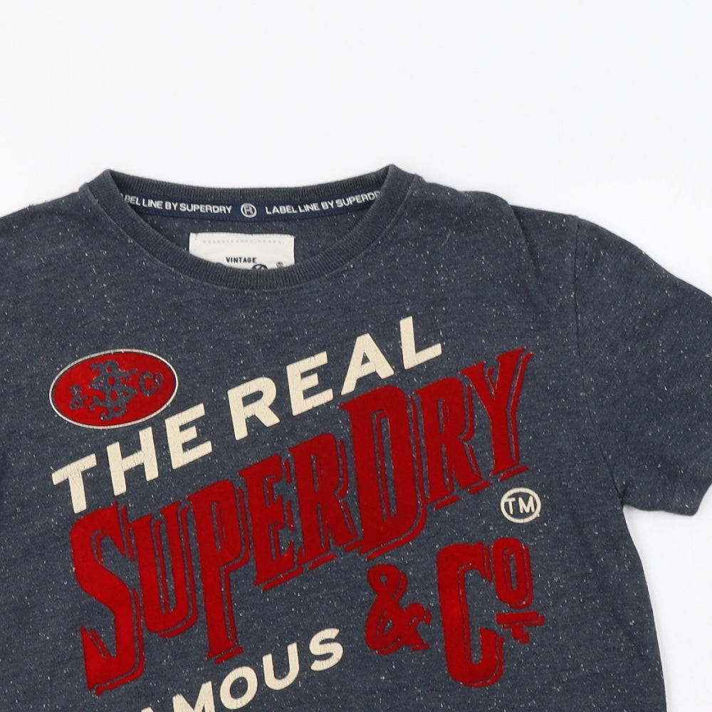 Superdry Womens Grey  Cotton Basic T-Shirt Size S Crew Neck