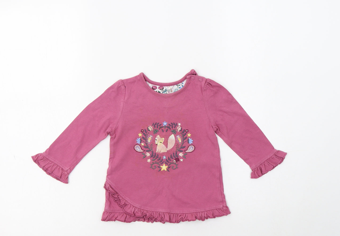 Nutmeg Baby Purple  Cotton Basic T-Shirt Size 9-12 Months Crew Neck