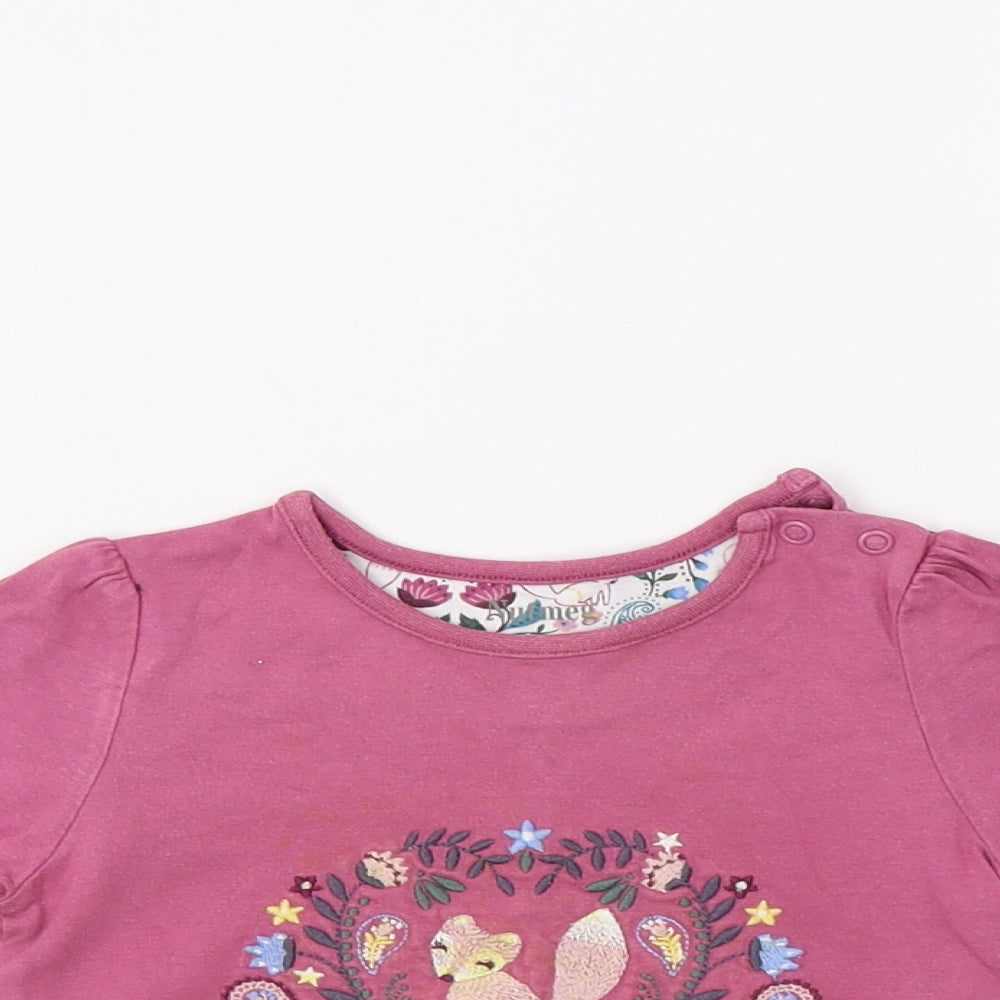 Nutmeg Baby Purple  Cotton Basic T-Shirt Size 9-12 Months Crew Neck