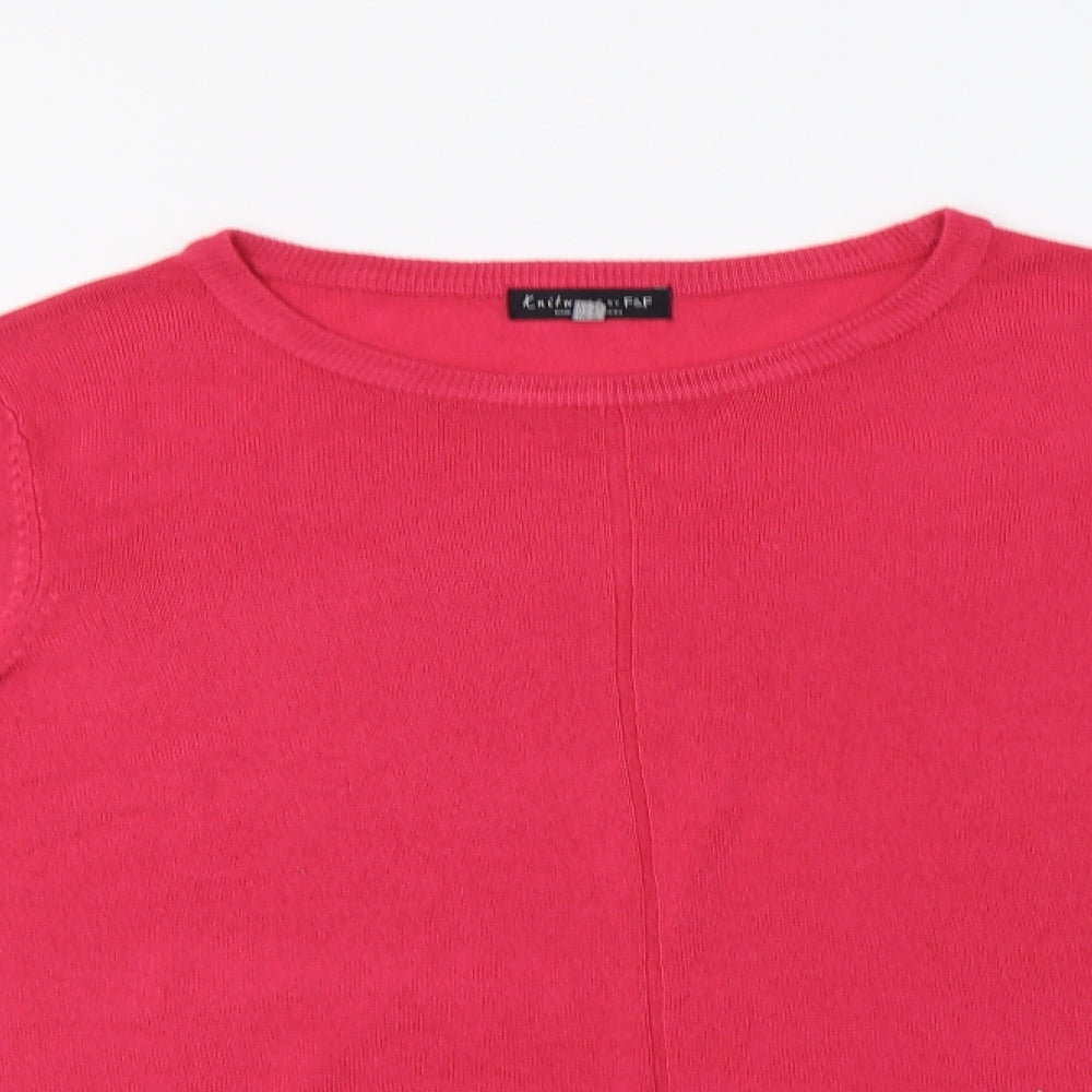 F&F Womens Pink Crew Neck  Acrylic Pullover Jumper Size 12