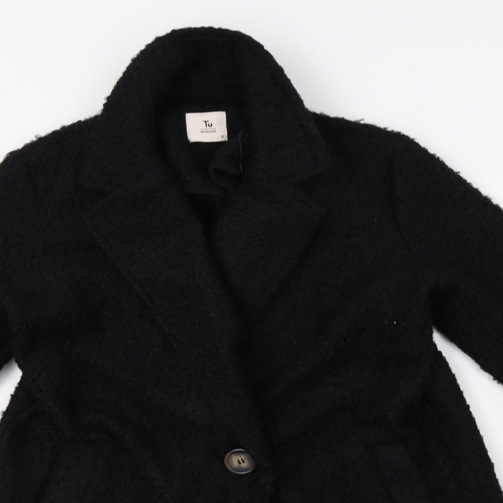 TU Womens Black   Overcoat Coat Size 10  Button