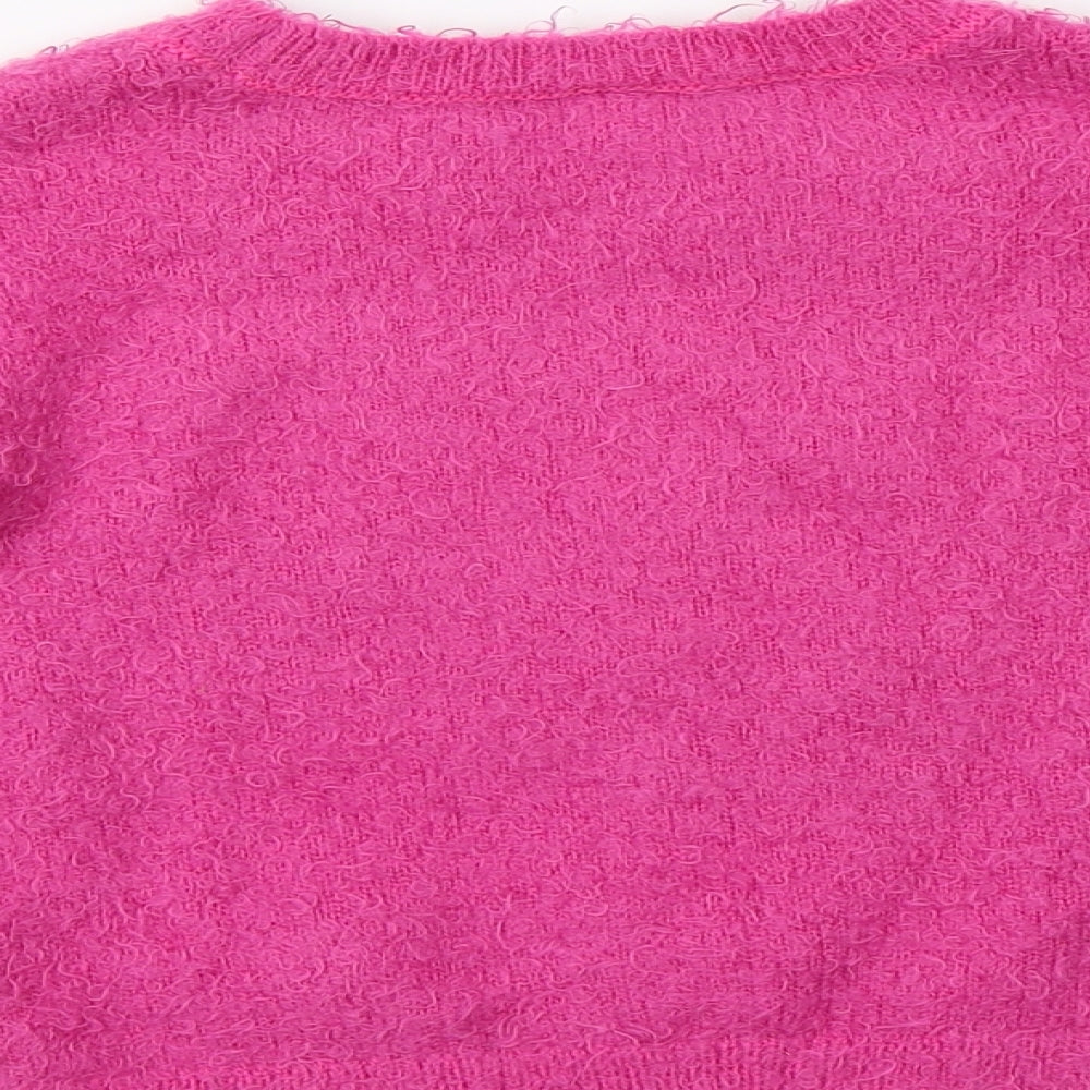 TU Girls Pink Crew Neck  Polyamide Pullover Jumper Size 6 Years   - Christmas