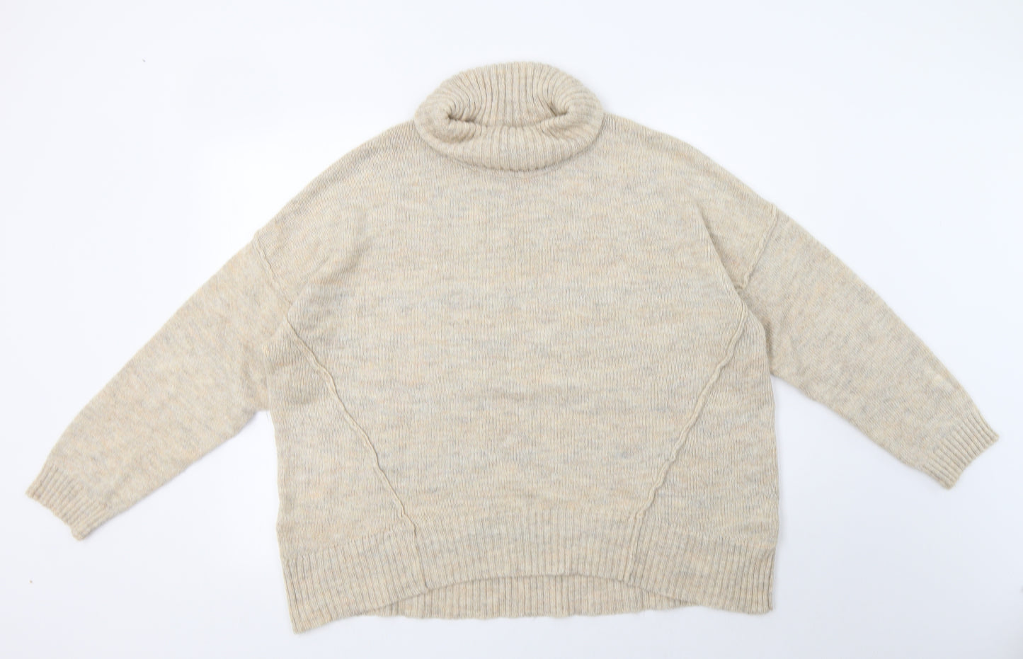New Look Womens Beige Roll Neck  Acrylic Pullover Jumper Size M
