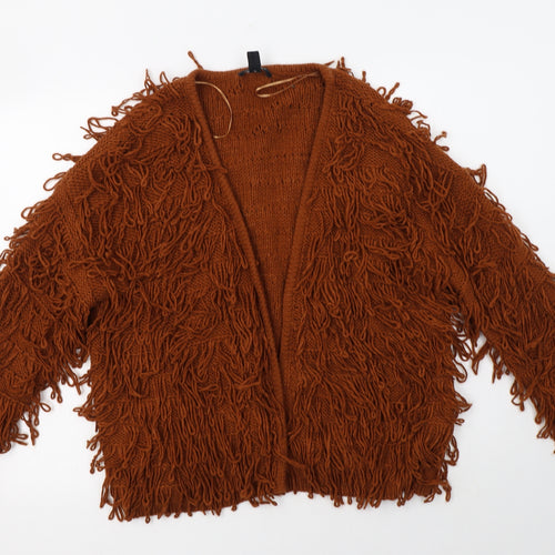 New Look Womens Brown V-Neck  Acrylic Cardigan Jumper Size M
