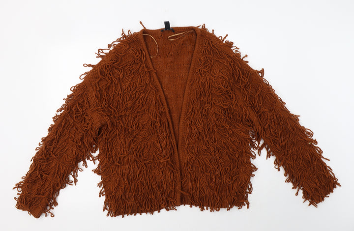 New Look Womens Brown V-Neck  Acrylic Cardigan Jumper Size M