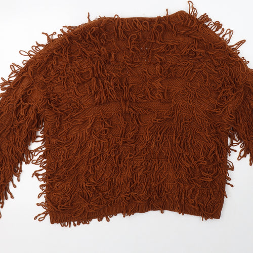New Look Womens Brown V-Neck  Acrylic Cardigan Jumper Size M