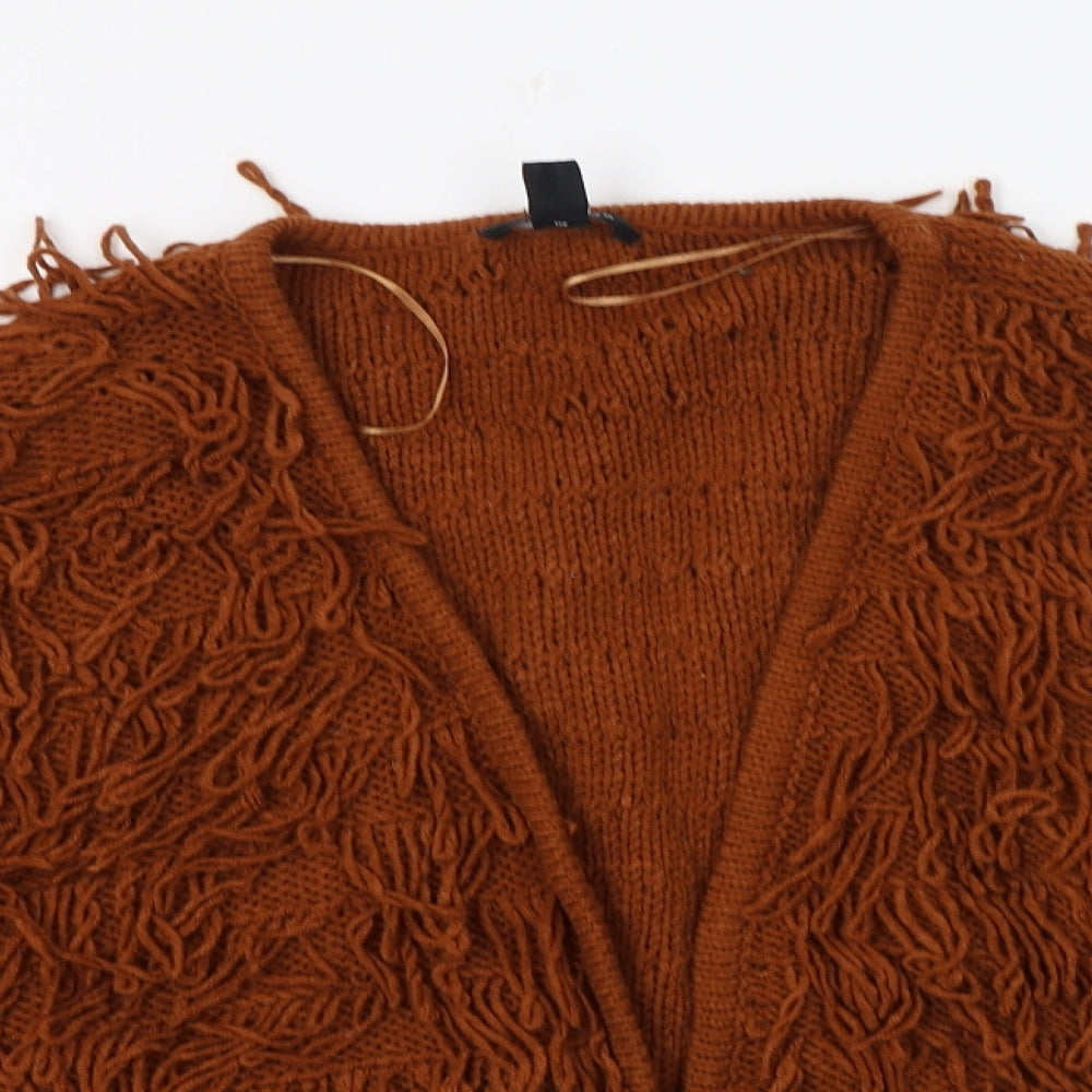 New Look Womens Brown V-Neck  Acrylic Cardigan Jumper Size M