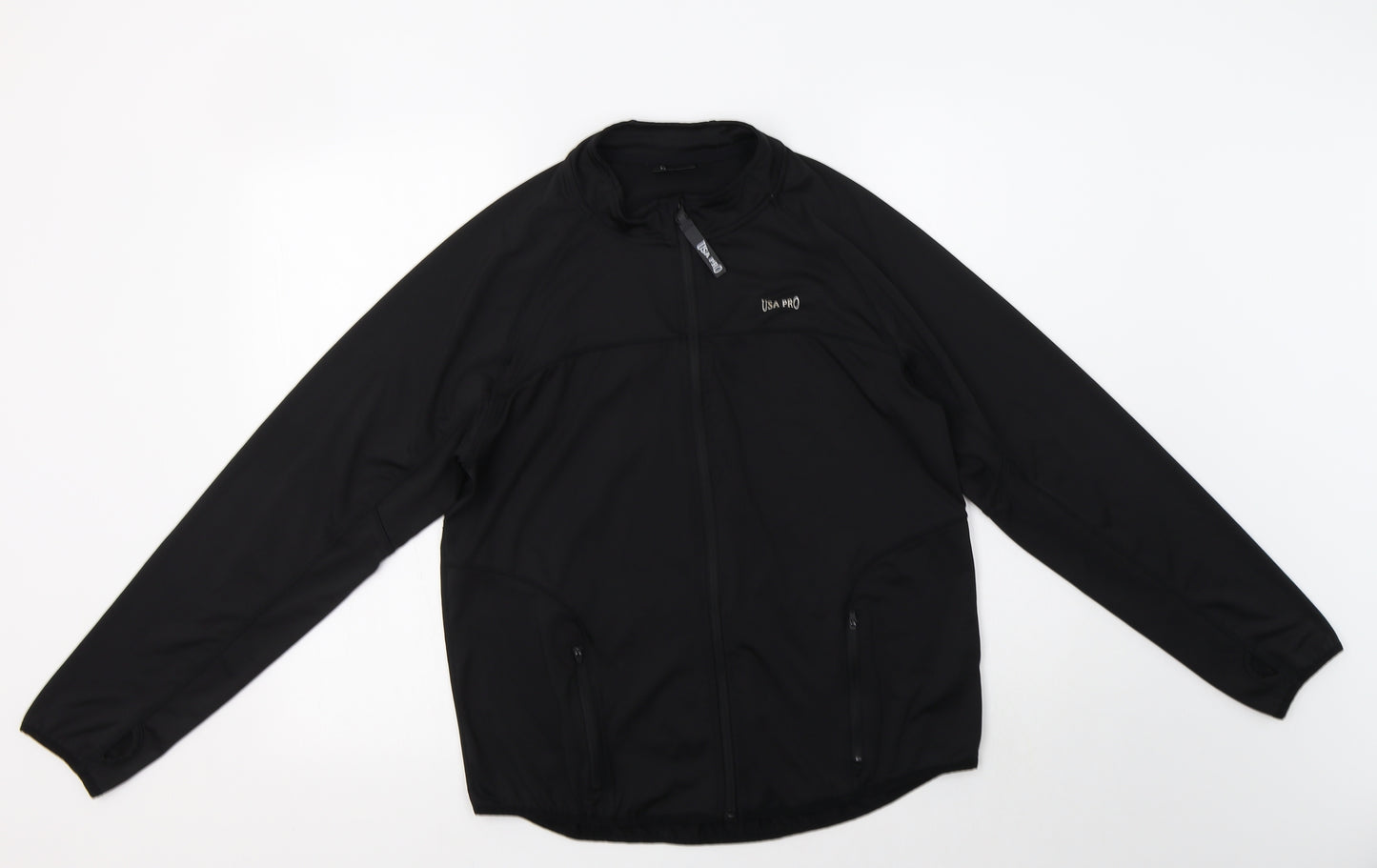 USA Pro Womens Black  Polyester Full Zip Sweatshirt Size 16  Zip