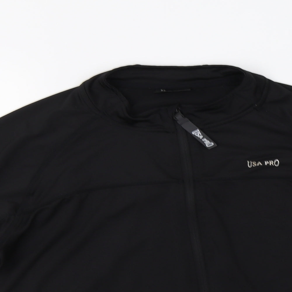 USA Pro Womens Black  Polyester Full Zip Sweatshirt Size 16  Zip