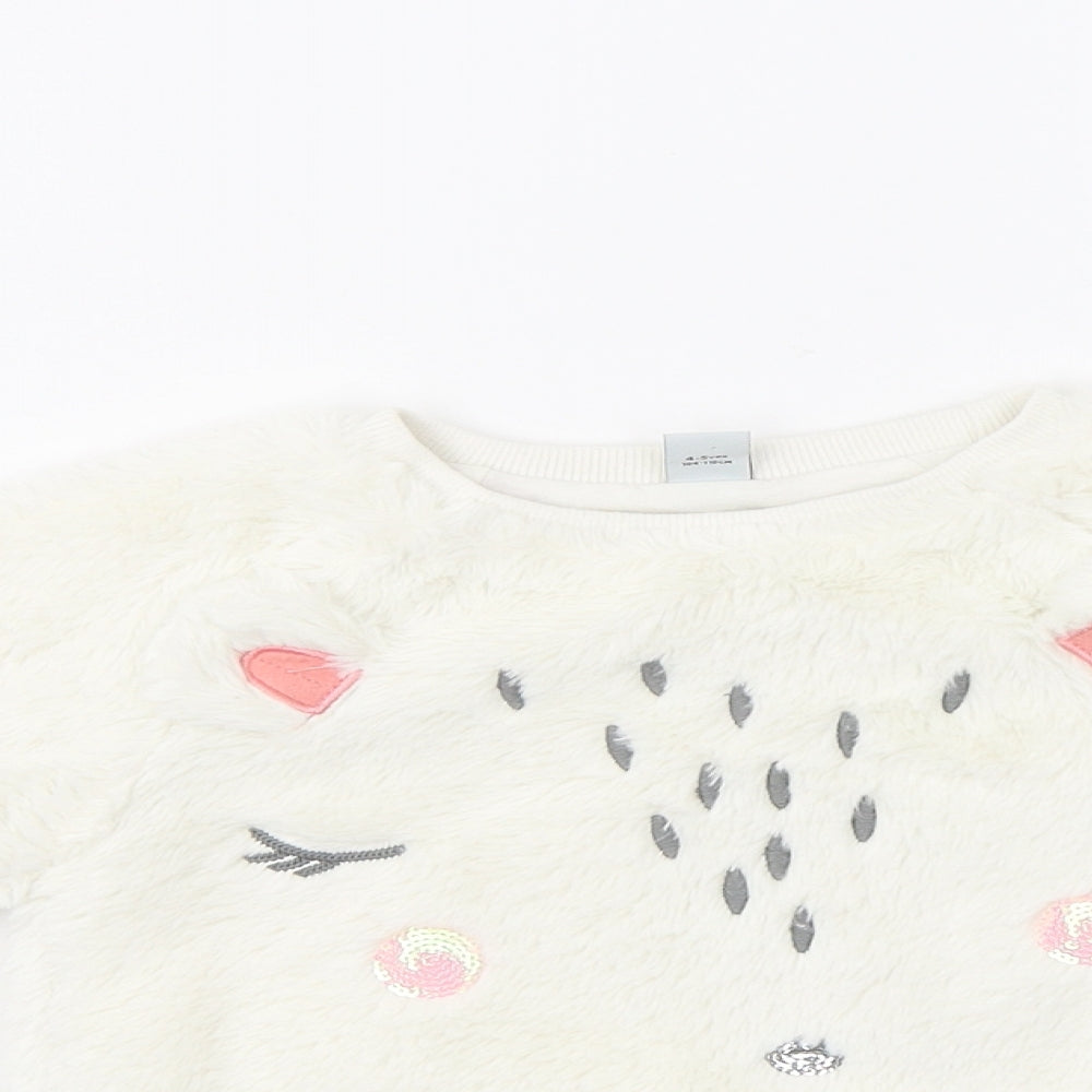 TU Girls Ivory  Polyester Pullover Sweatshirt Size 4-5 Years   - Cute Animal