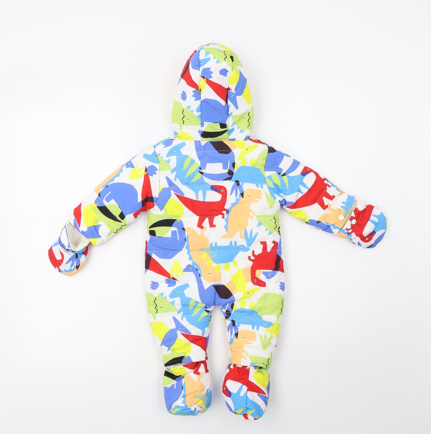 Cheeky Chimp Baby Multicoloured Geometric   Snowsuit Size 3-6 Months   Zip - Dinosaur Print