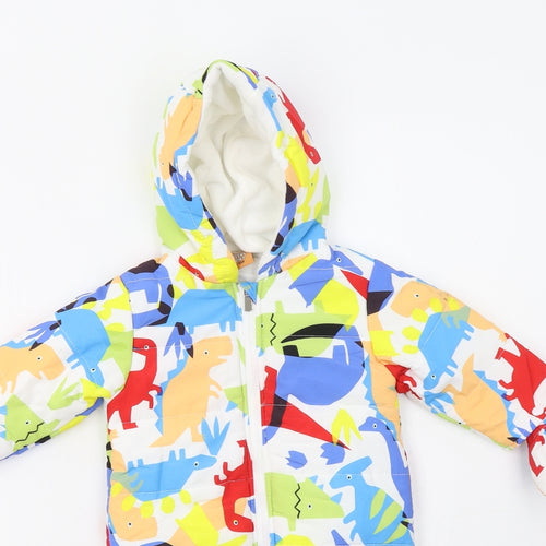 Cheeky Chimp Baby Multicoloured Geometric   Snowsuit Size 3-6 Months   Zip - Dinosaur Print
