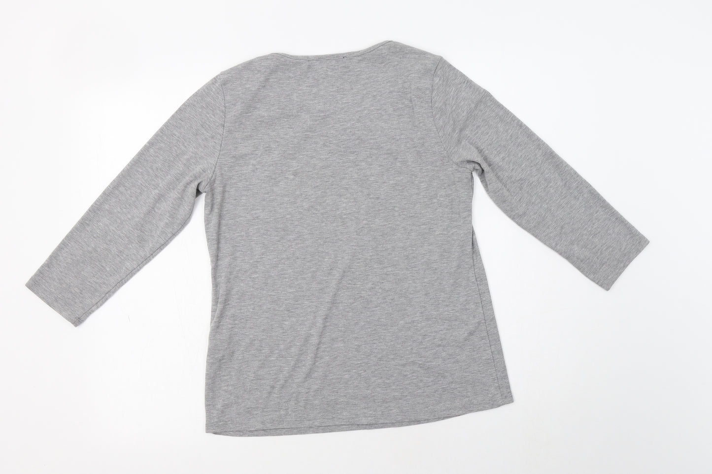 Papaya Womens Grey  Cotton Basic Blouse Size 14 Crew Neck