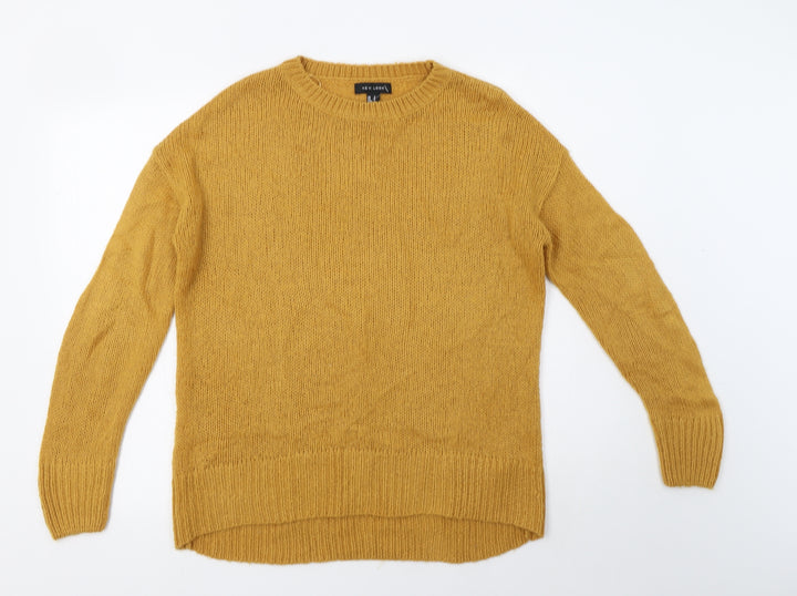 New Look Womens Yellow Crew Neck Acrylic Pullover Jumper Size S