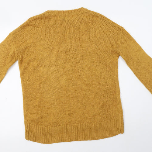 New Look Womens Yellow Crew Neck  Acrylic Pullover Jumper Size S