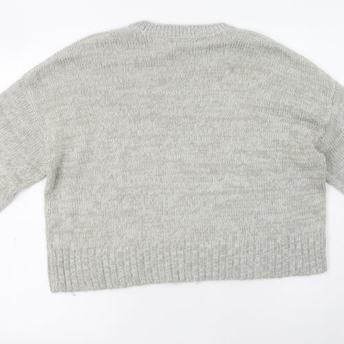New Look Womens Grey Crew Neck  Acrylic Pullover Jumper Size L