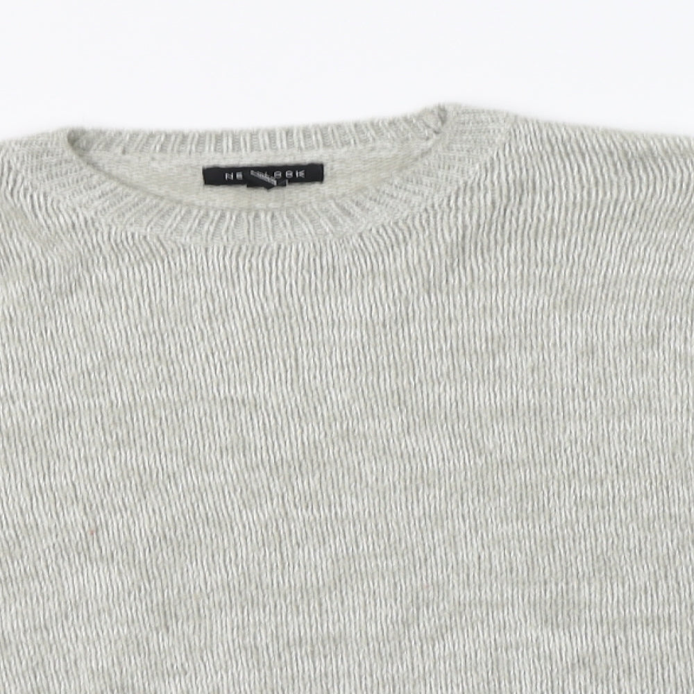 New Look Womens Grey Crew Neck  Acrylic Pullover Jumper Size L