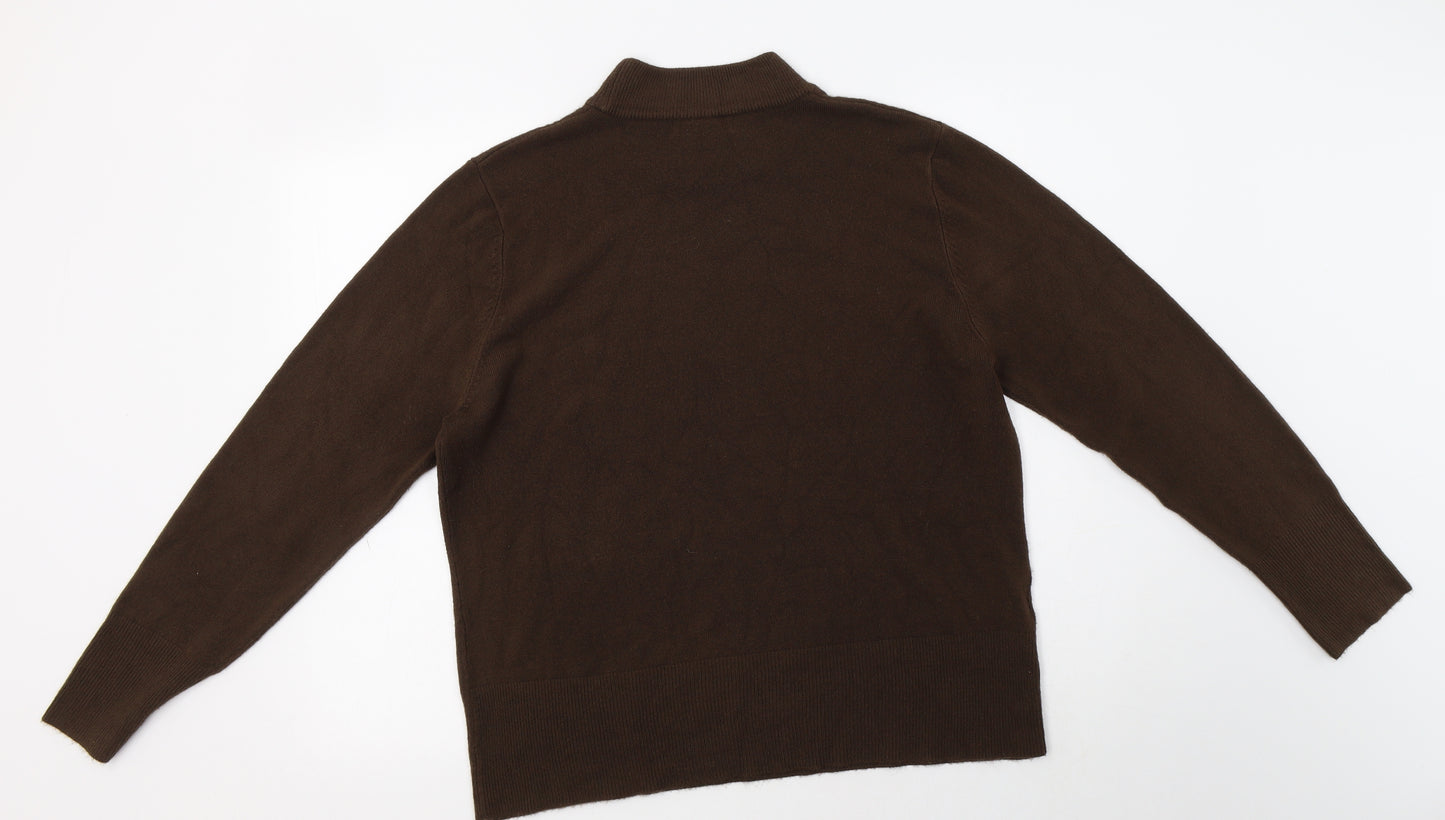 Papaya Womens Brown Mock Neck  Acrylic Pullover Jumper Size 20