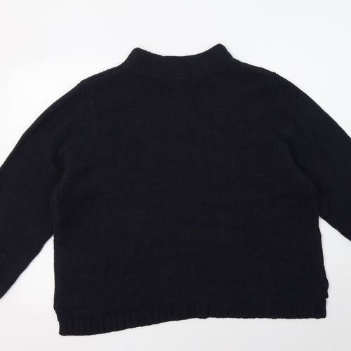 M&S Womens Blue Mock Neck  Acrylic Pullover Jumper Size 20
