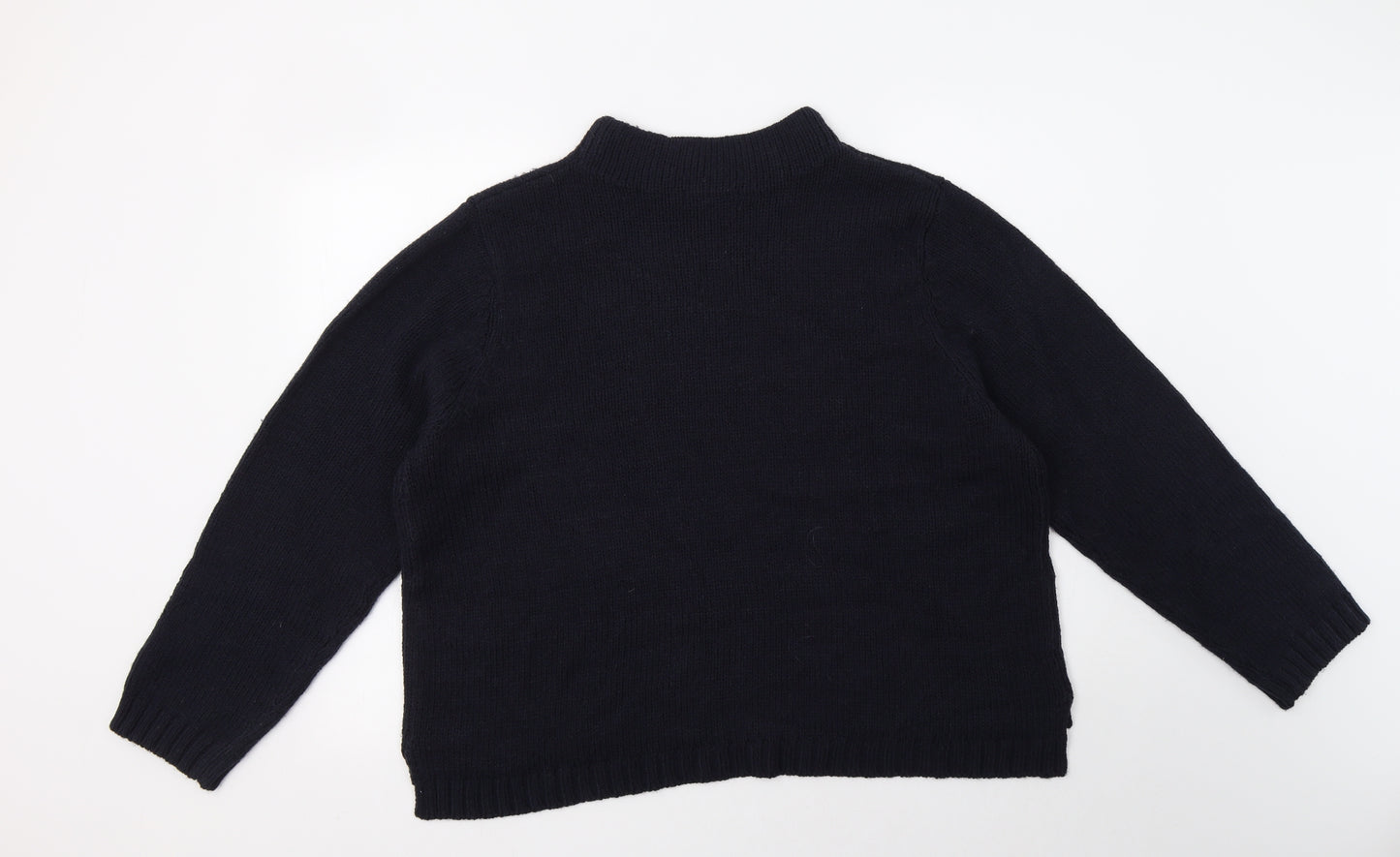 M&S Womens Blue Mock Neck  Acrylic Pullover Jumper Size 20