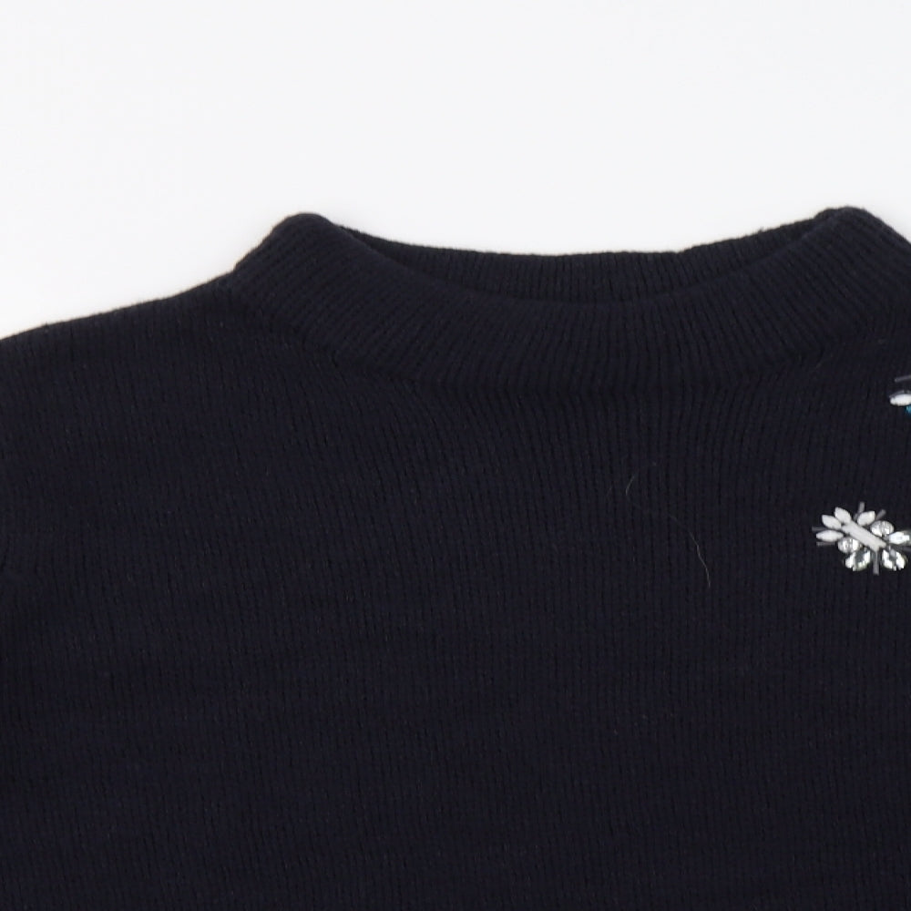 M&S Womens Blue Mock Neck  Acrylic Pullover Jumper Size 20