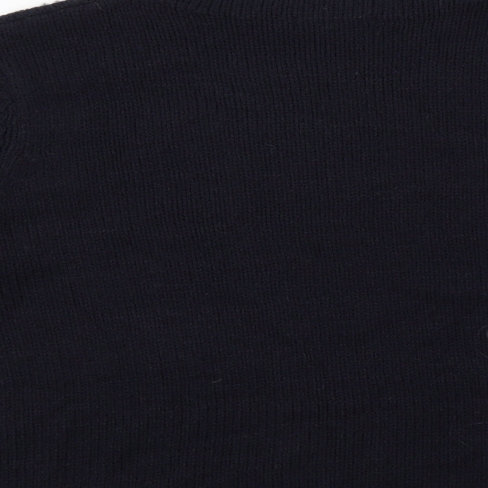 M&S Womens Blue Mock Neck  Acrylic Pullover Jumper Size 20
