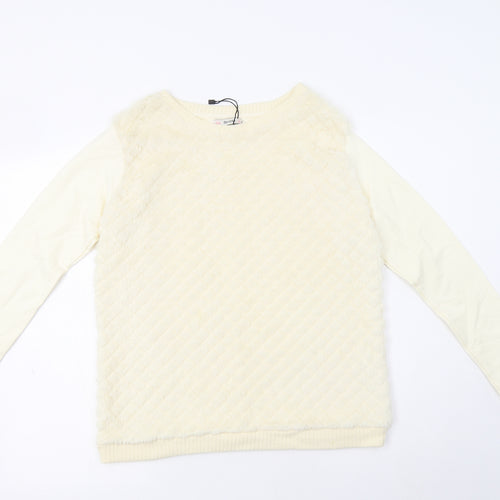 Bershka Womens Ivory  Polyester Pullover Sweatshirt Size M