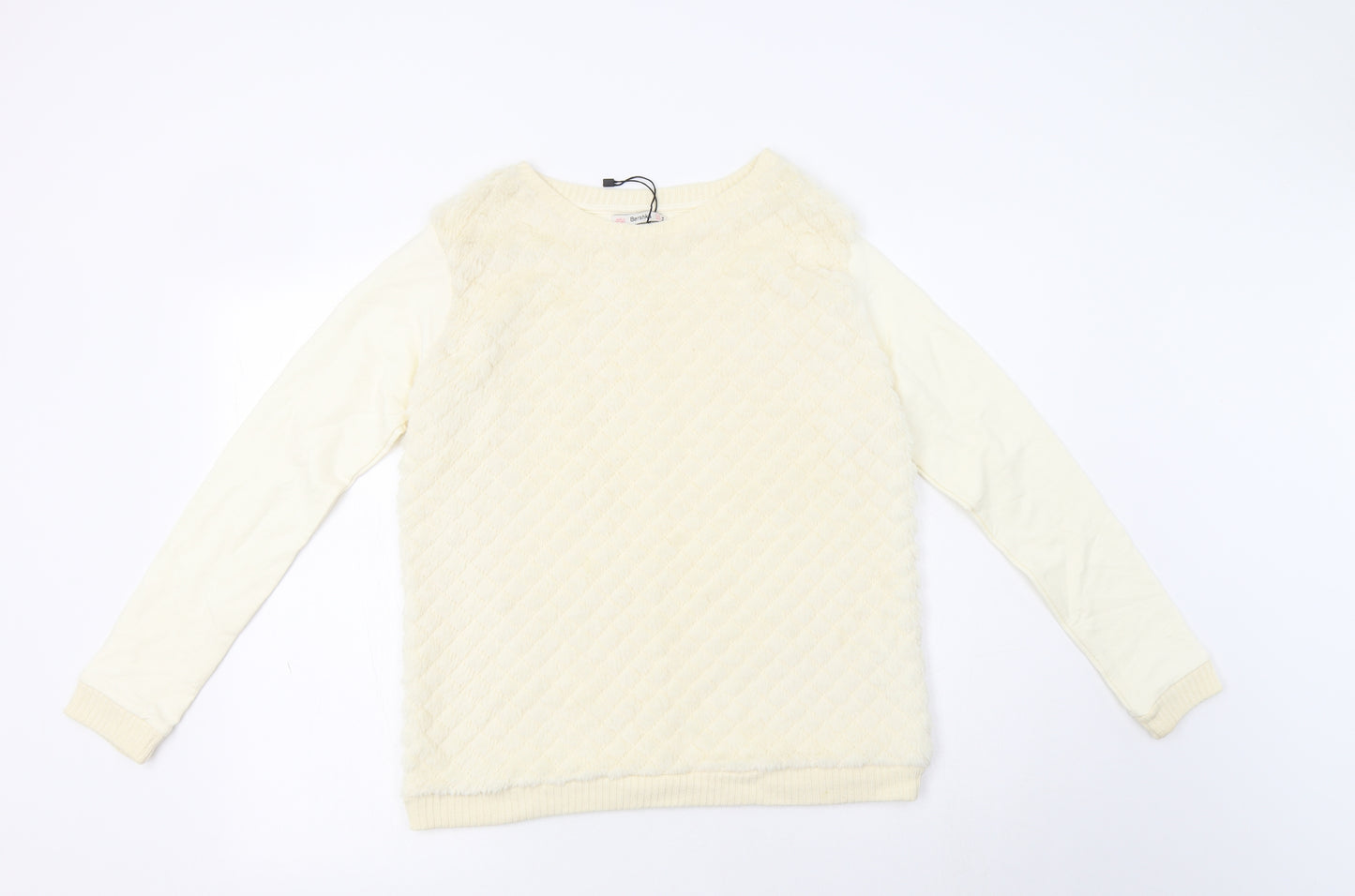 Bershka Womens Ivory  Polyester Pullover Sweatshirt Size M