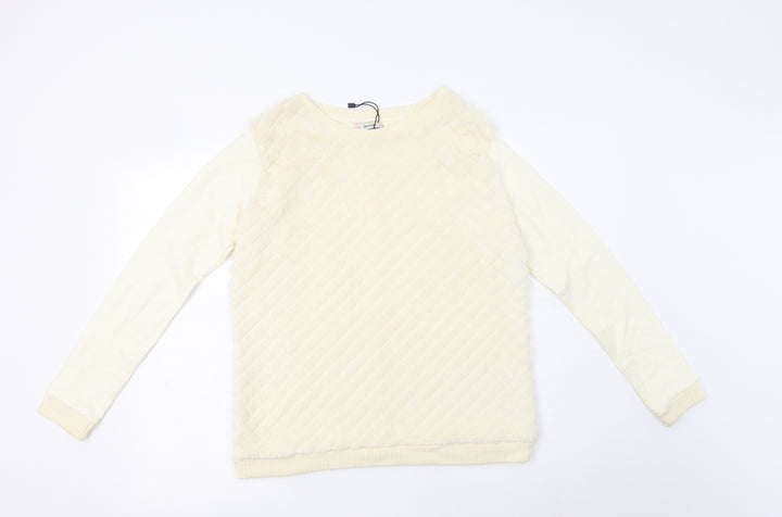 Bershka Womens Ivory  Polyester Pullover Sweatshirt Size M