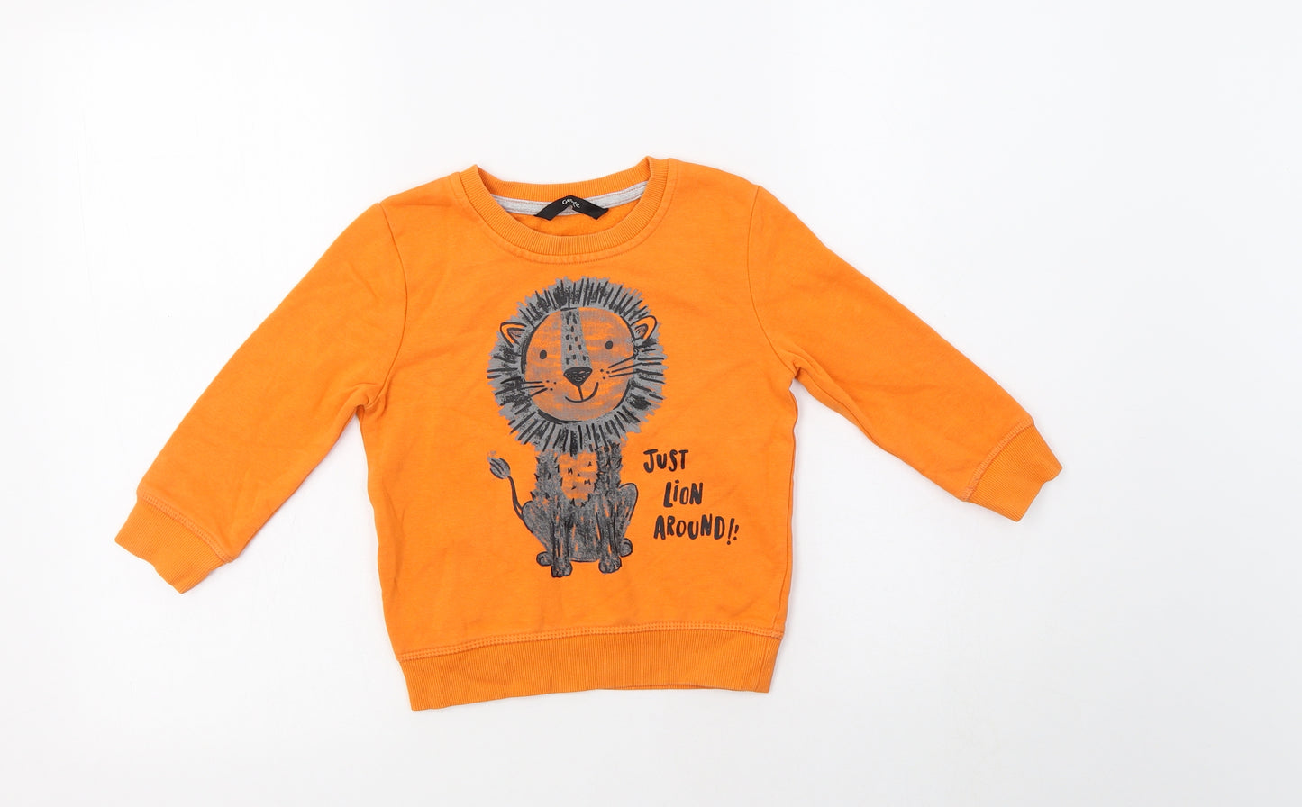 George Girls Orange  Cotton Pullover Sweatshirt Size 2-3 Years   - Lion