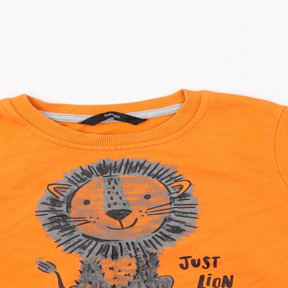 George Girls Orange  Cotton Pullover Sweatshirt Size 2-3 Years   - Lion