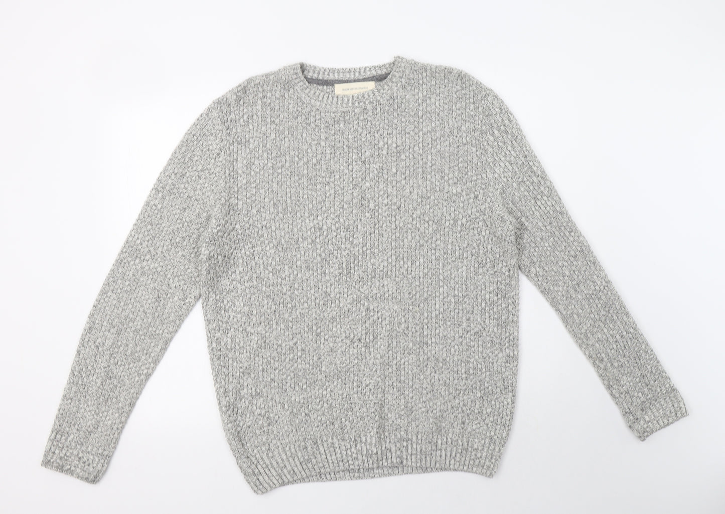 Frederik Anderson Copenhagen Mens Grey Crew Neck  Cotton Pullover Jumper Size L