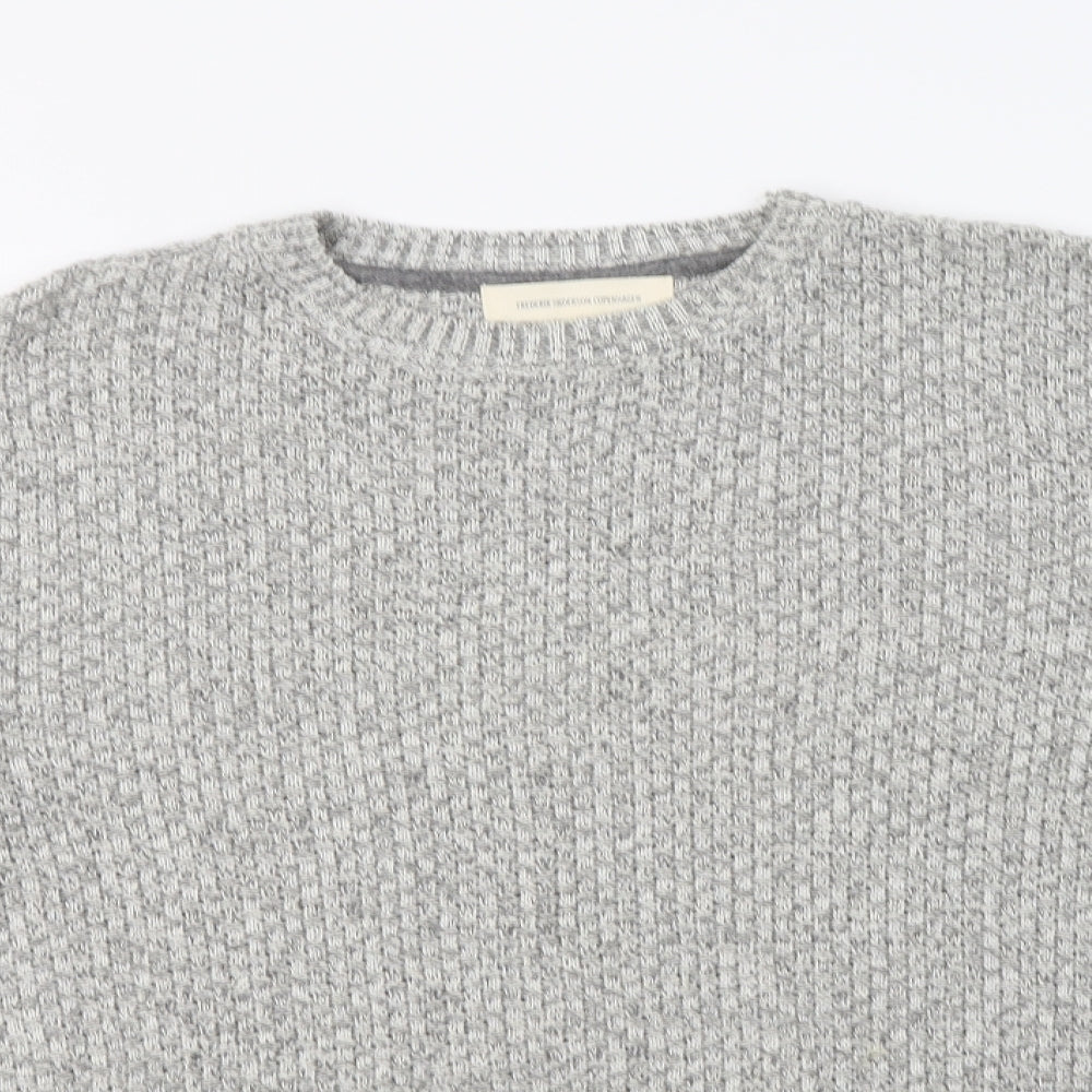 Frederik Anderson Copenhagen Mens Grey Crew Neck  Cotton Pullover Jumper Size L