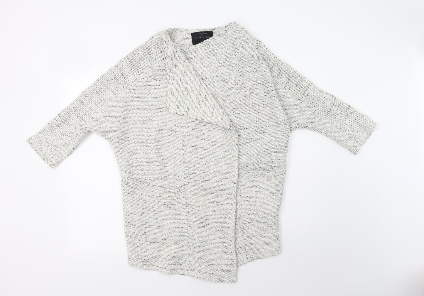 River Island Womens Grey V-Neck  Acrylic Cardigan Jumper Size 10