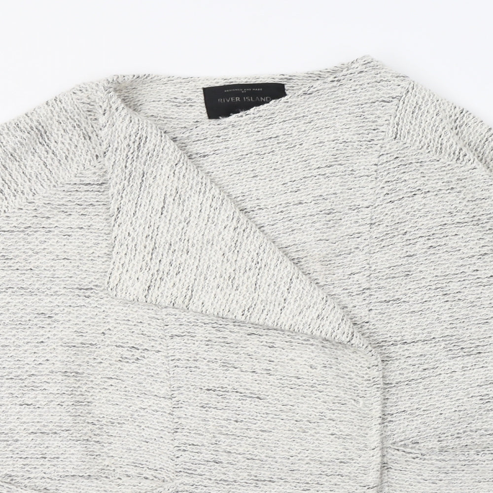 River Island Womens Grey V-Neck  Acrylic Cardigan Jumper Size 10