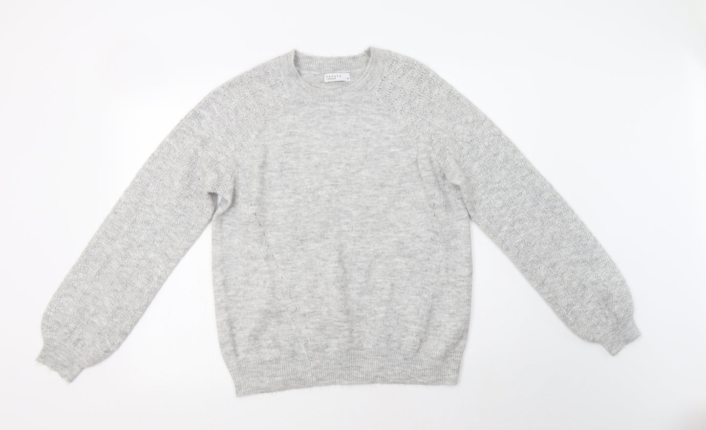 Papaya Womens Grey Collared  Acrylic Pullover Jumper Size M