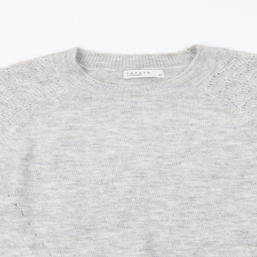 Papaya Womens Grey Collared  Acrylic Pullover Jumper Size M
