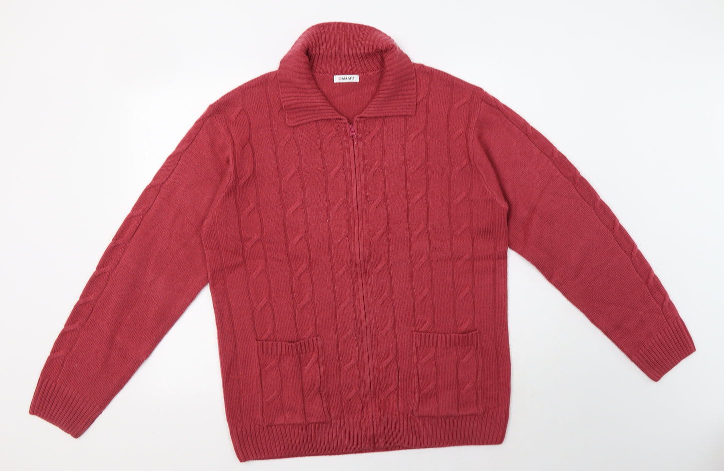 Damart Womens Pink Collared  Acrylic Full Zip Jumper Size M