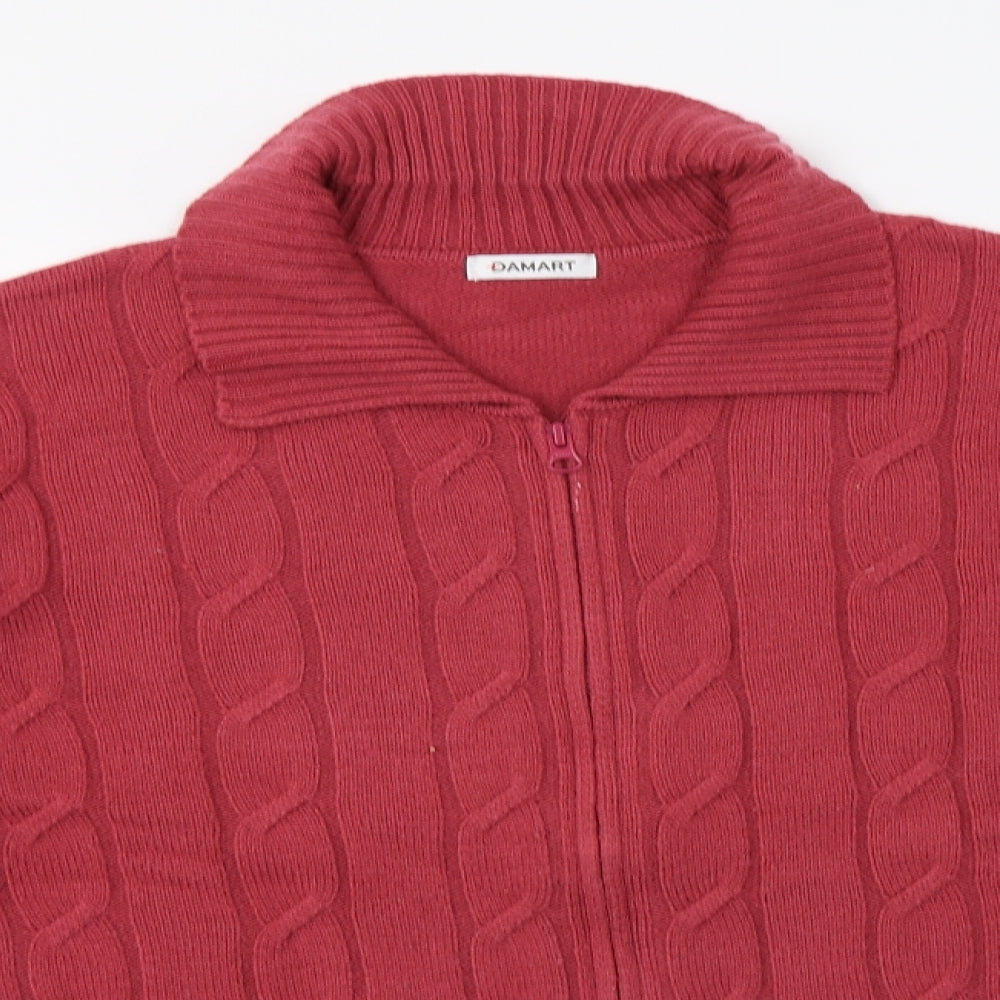Damart Womens Pink Collared  Acrylic Full Zip Jumper Size M