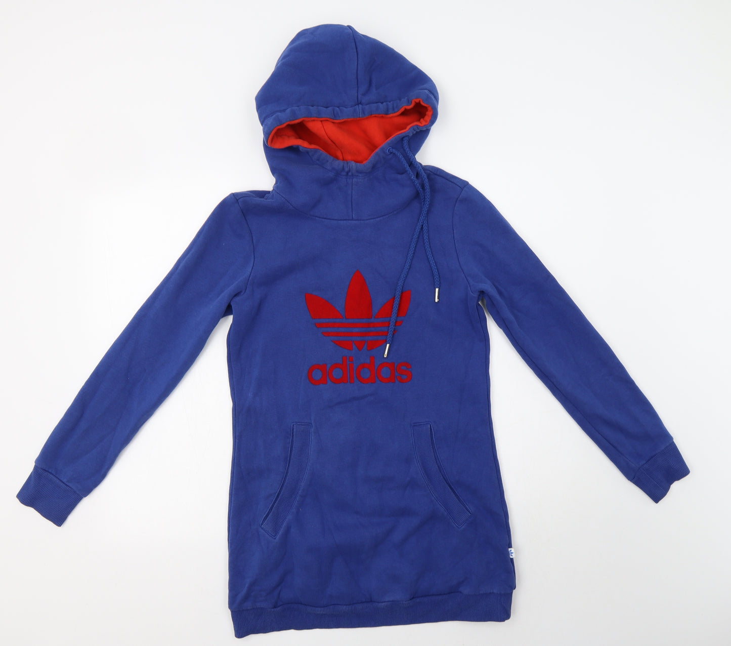 adidas Womens Blue  Cotton Tunic Hoodie Size 8