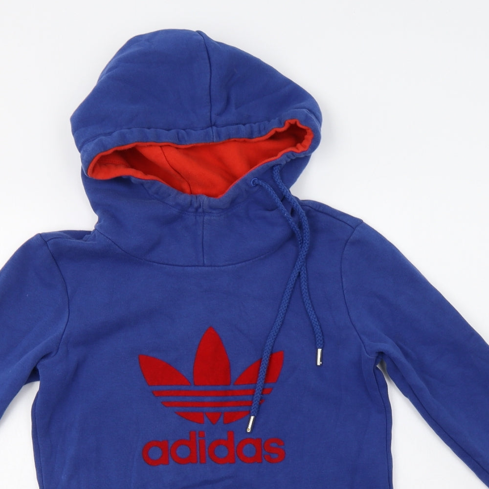 adidas Womens Blue  Cotton Tunic Hoodie Size 8